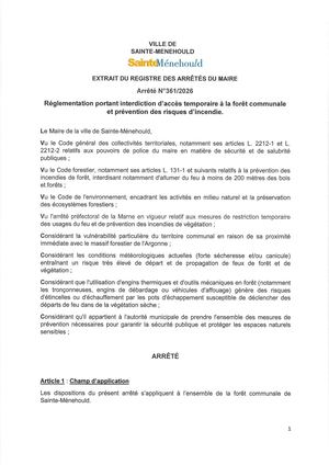 Interdiction D'accès Temporaire À La Forêt Et Prévention Des Risques D'incendie