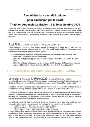 Axel Allétru, #Je Peux2026, parrain handisport 2026 du Triathlon Audencia - la Baule