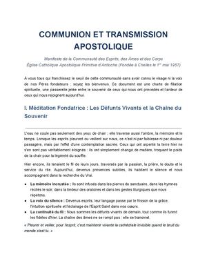 Ecapa Manifeste Et Mémorial ÉGlise Catholique Apostolique Primitive D'antioche V2