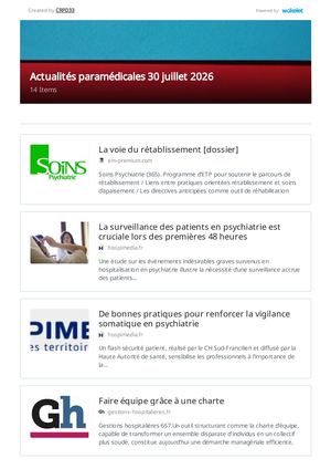Actualités Paramédicales 30 Juillet 2026