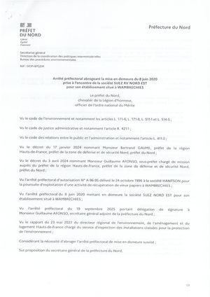 Arrêté PREF ICPE SUEZ