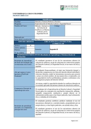 15 Métodos Alternativos De Solución De Conflictos En Materia Laboral Y De La Seguridad Social