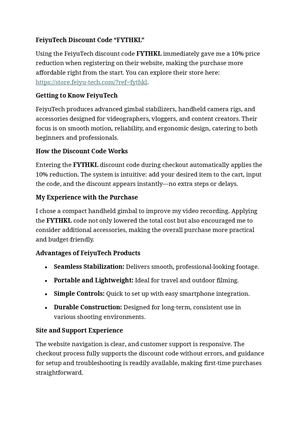 FeiyuTech Discount Code "FYTHKL"