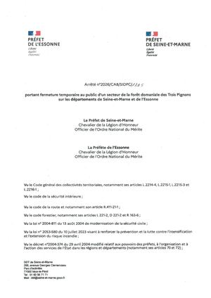 Arrete 1265 Cosigne Fermeture Temporaire Foret 3 Pignons