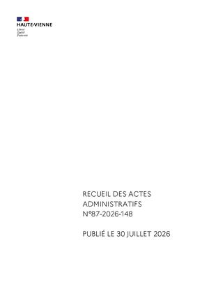 Recueil N° 87 2026 148 Du 30 Juillet 2026