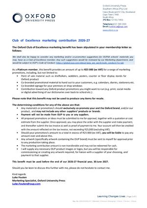 Club Of Excellence Marketing Benefit Platinum Tier