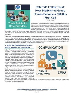 Referrals Follow Trust: How Established Group Homes Become a CMHA's First Call