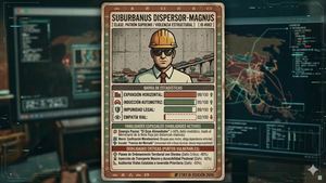 Tarjeta De Personajes Del Universo De Los Mercenarios De La Movilidad Y La Seguridad Vial El Mercenario Del Desarrollo Urbano por Stiky.IA 2026