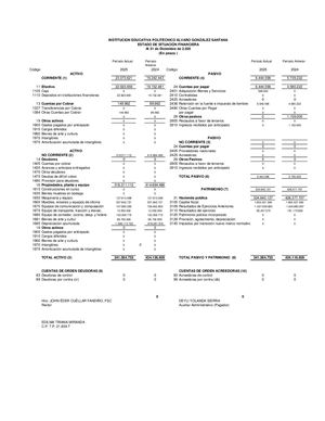 Estado Situación Financiera Comparativo 2024 2025