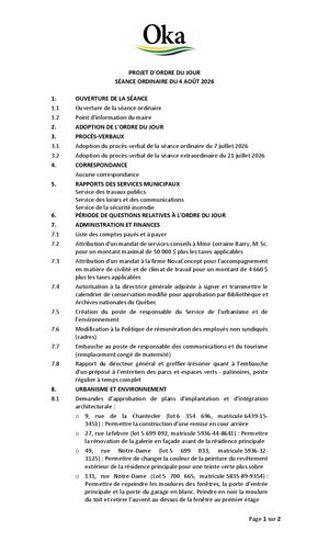 2026-08-04 - Séance ordinaire