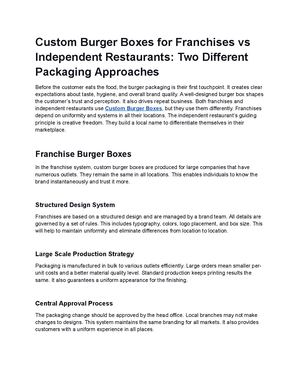 Custom Burger Boxes For Franchises Vs Independent Restaurants