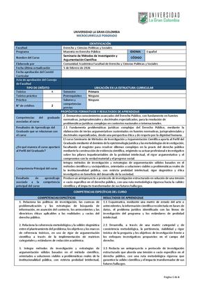 Seminario Metodos Investigacion & Argumentacion Cientifica