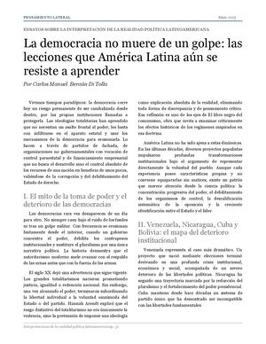 La Democracia No Muere De Un Golpe Pensamiento Lateral
