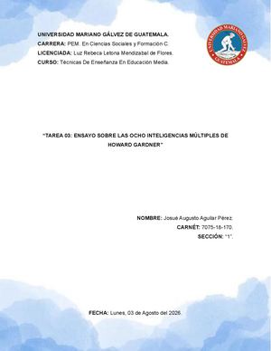 Tarea 03 Técnicas De Enseñanza En Educación Media