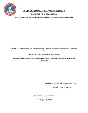 Análisis Comparativo De La Competencia 1 De Ciencias Sociales Y Formación Ciudadana