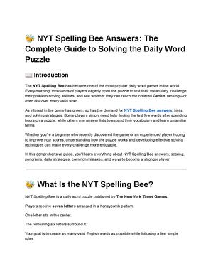 Nyt Spelling Bee Answers