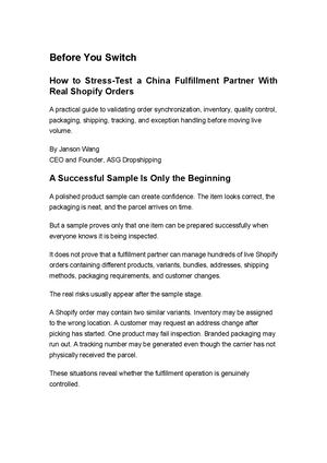 Test Orders Before Switching China Fulfillment Agents(calaméo)