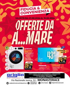 Volantino Fiducia & Convenienza Agosto Origlia Elettrodomestici