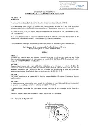 DP 2026 116 Marches Creation Modification Arrêtes Bus