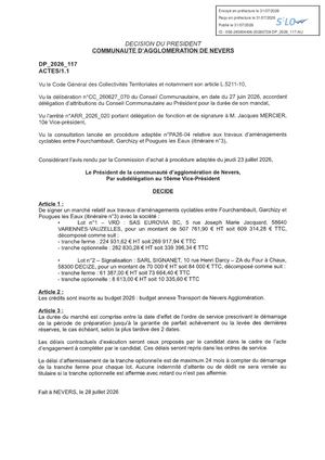 DP 2026 117 Marches Travaux Amenagements Cyclables Fourchambault Garchizy Pourgues