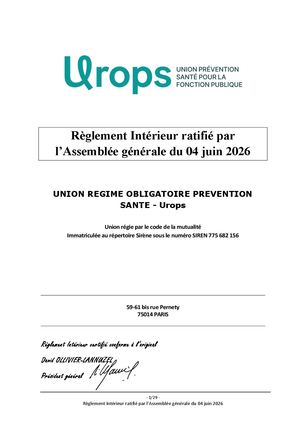 Urops Règlement Intérieur Du 04 06 2026 Certifié Conforme