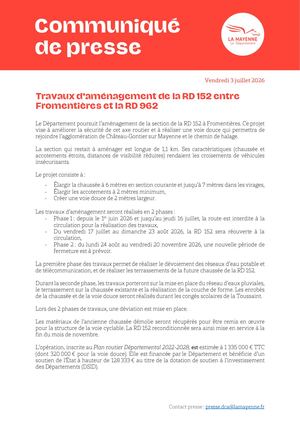 Travaux Rd152 Fromentières