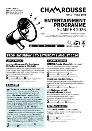 Entertainment agenda - From the 01/08 to the 08/08/2026