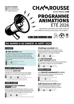 Programme des animation été - du 08/08 au 15/08/26