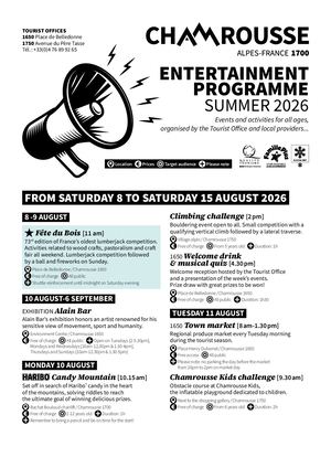 Summer entertainment agenda - From 08/08 to 15/08/26