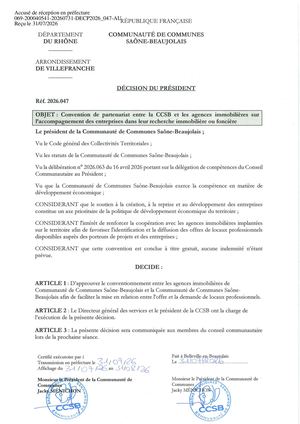 DECP2026 047 TPN Décision Président CCSB Convention Agence Immo
