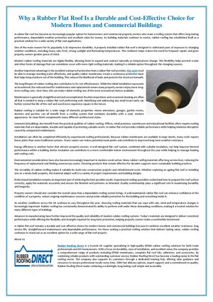 Why A Rubber Flat Roof Is A Durable And Cost Effective Choice For Modern Homes And Commercial Buildings
