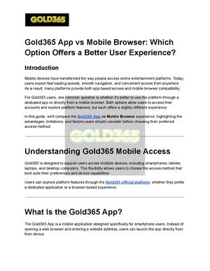 Gold365 App Vs Mobile Browser Which