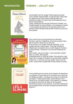 Nouveautés romans adultes de la bibliothèque d'Anet - Juillet 2026