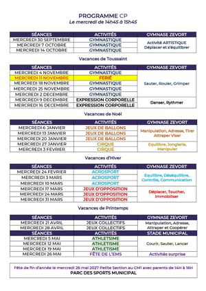 Programme Activités EMS