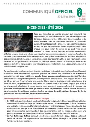 Communiqué officiel - Incendies 2026