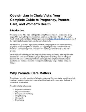 Obstetrician in Chula Vista: Your Complete Guide to Pregnancy, Prenatal Care, and Women's Health