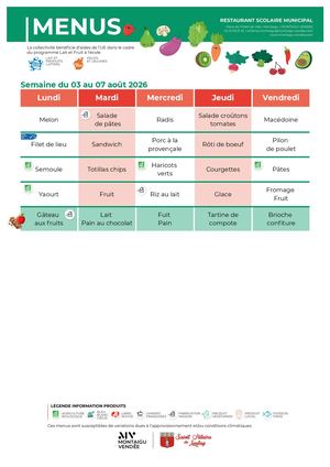 Menu Restaurant Scolaire Saint-Hilaire de Loulay