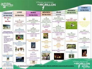 Planning Animation Du 02 08 Au 08 08
