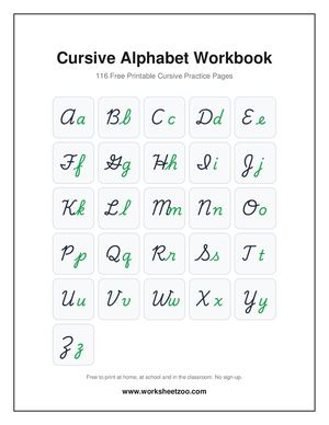 Cursive Alphabet Workbook 116 Free Practice Pages