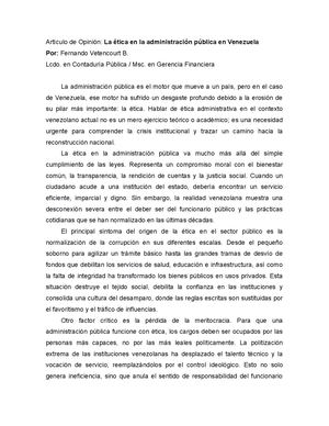 Articulo De Opinion ÉTica