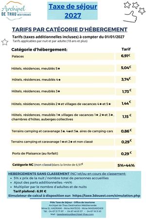 TARIFS TAXE DE SEJOUR POUR 2027