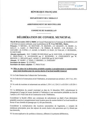 Marseillan Deliberation 23 11 28 16 Mise En Place Declaration Prealable Enregistrement Et Numerotation Local Meuble