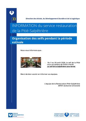 Note DADDL PSL - Information Organisation Des Selfs De La Pitié Salpêtrière - Période Estivale 2
