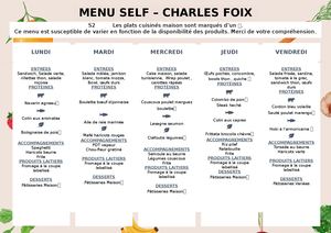 Menu Self Cfx S2 ÉTé