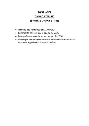 Concurso Literário 2026