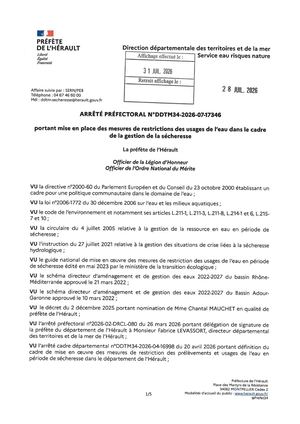 Arrêté Préfectoral N° Ddtm34 2026 07 17346
