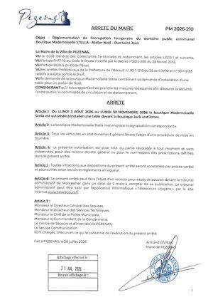 Arrêtés 31 07 26