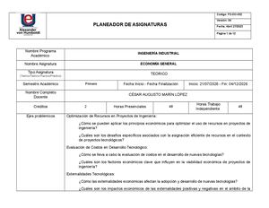 Fo Do 032 Planeador De Asignaturas V4 Economía General 2026 Ii