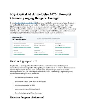 Rigskapital AI Anmeldelse 2026: Komplet Gennemgang og Brugererfaringer