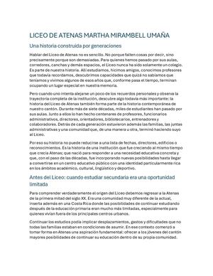 Historia Del Liceo De Atenas